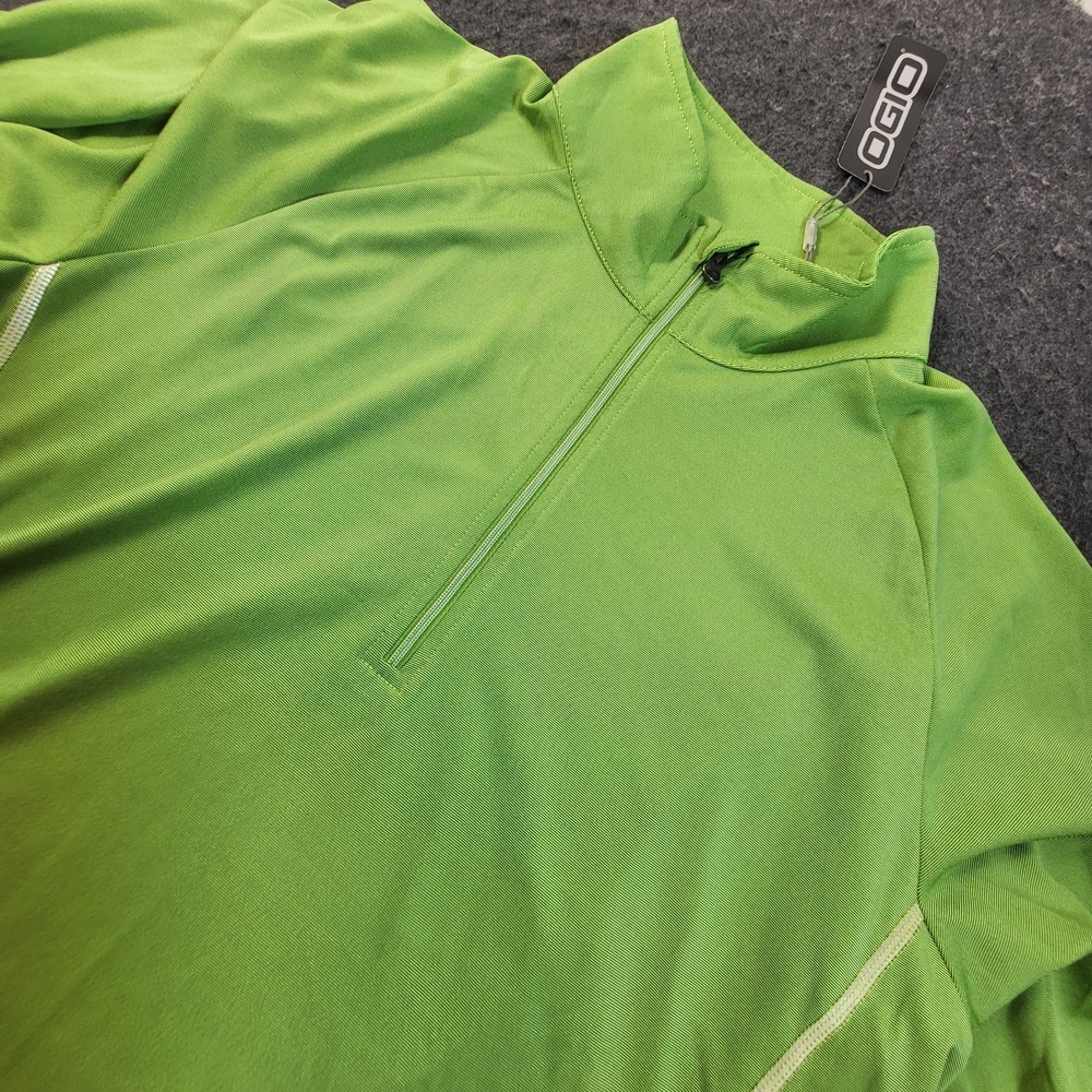 Ogio 1/4 Zip Golf Pullover Long-Sleeved Shirt Green Logo On Sleeve